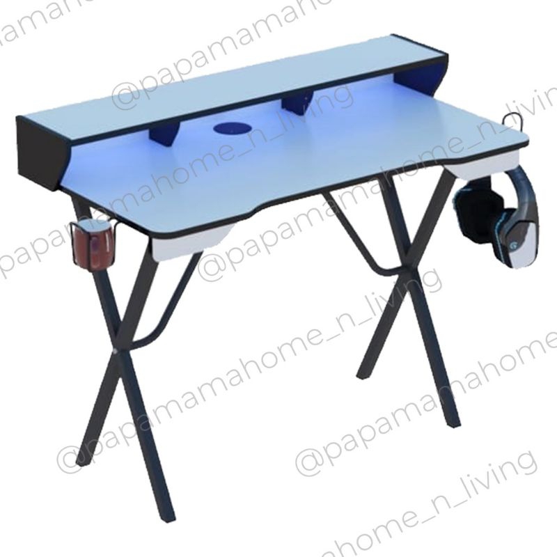 Meja Gaming Titan Uk100 cm - Meja Komputer Kaki Besi - Meja kerja Minimalis - Medan
