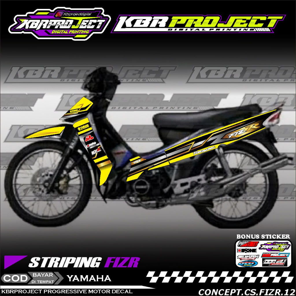 FIZ R STIKER STRIPING MOTOR KEREN LIS VARIASI MOTOR YAMAHA RACING 12 HOLOGRAM TRANSPARAN BISA COD