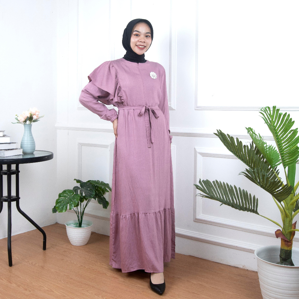 Dress Maxi Layla Fashion Muslim Terbaru Polo Linen