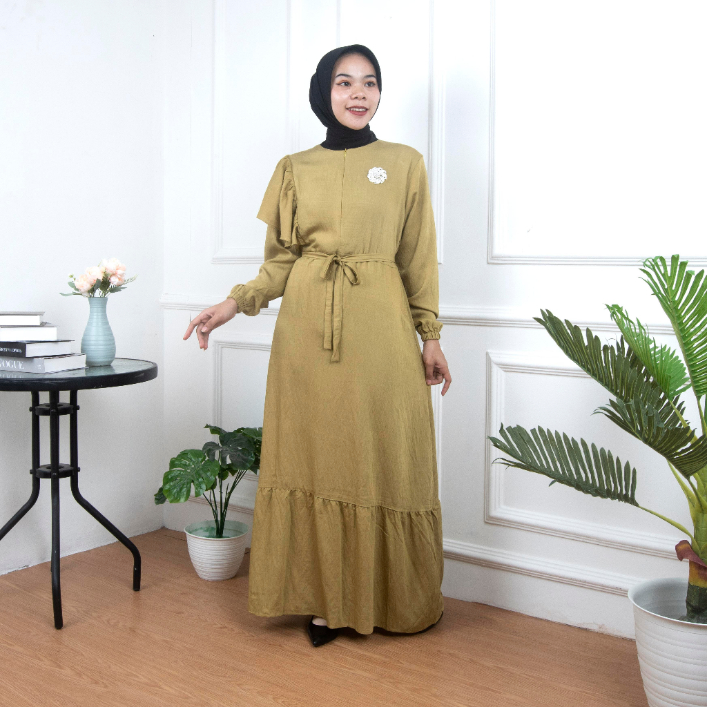 Dress Maxi Layla Fashion Muslim Terbaru Polo Linen