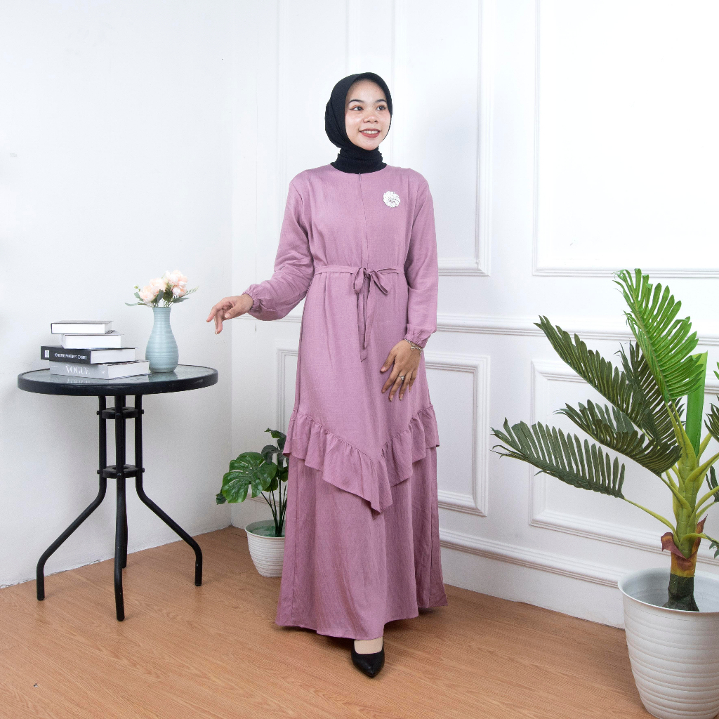 Dress Fatimah Fashion Muslim terbaru polo Linen