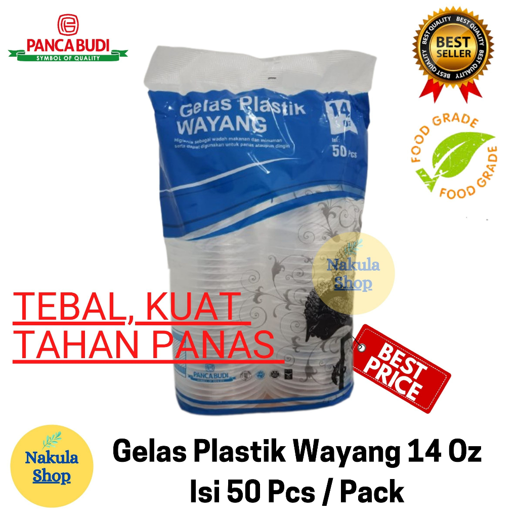 Gelas Plastik Oz Merk Wayang - Ukuran 14 Oz