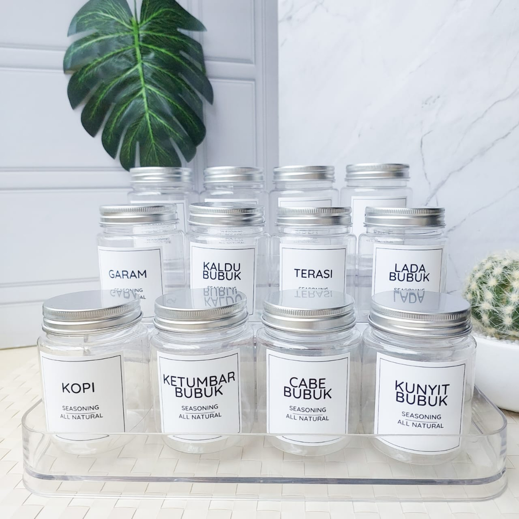 【GOGOMART】HB GRATIS SENDOK - Wadah Tempat Bumbu 200ml / Spice Jar Aesthetic / Minimalist Pantry Organizer / Botol Sambal Wadah Bumbu- 200ml - BUMBU HB