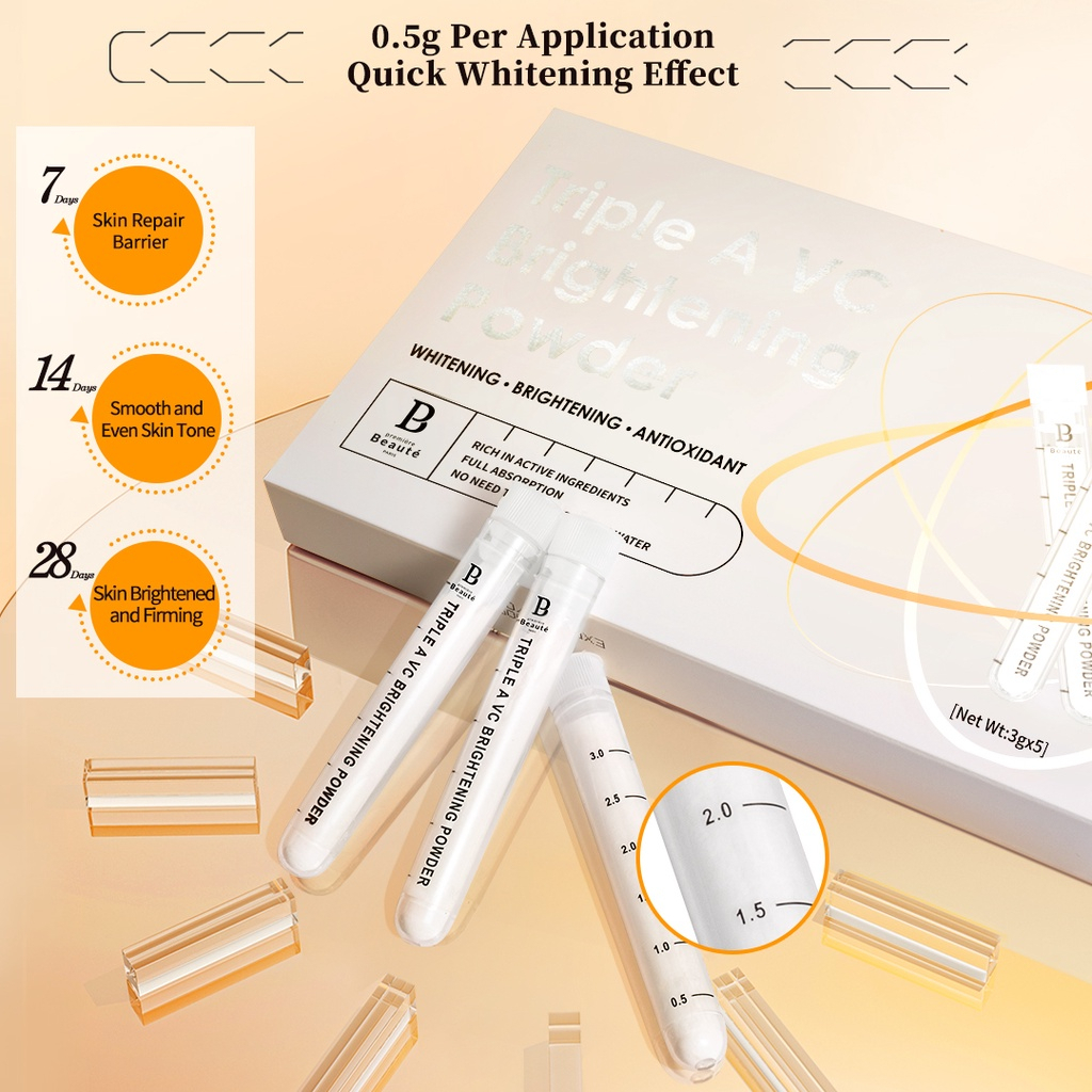 ✨ AKU MURAH ✨ ]Premiere Beaute TRIPLE A VC BRIGHTENING POWDER VC 3g*5pcs Vitamin Essence Serum Repair Barrier Quick Whitening