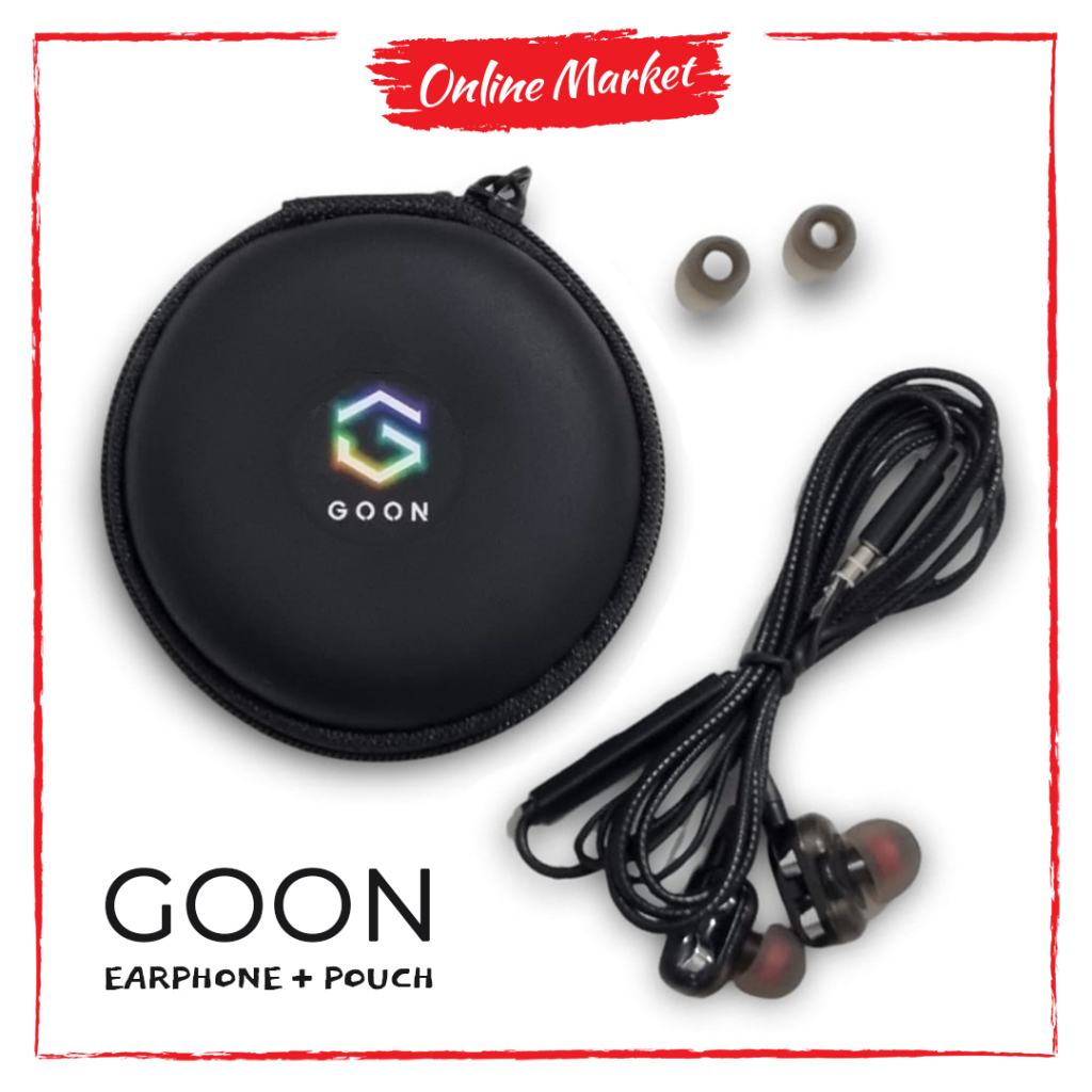 GOON Original Earphone In-Ear Stereo 4D Super Bass dengan Mic Kabel Jack 3.5mm