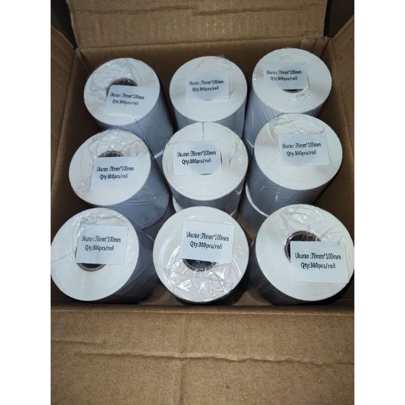 LABEL Barcode stiker Resi KERTAS STICKER DIRECT THERMAL LABEL BARCODE78x100 300pcs / roll