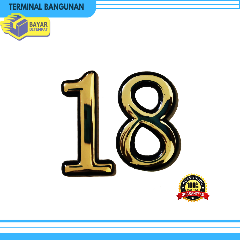 Emblem Angka Stiker Milan Emas Tempel Pintu Rumah Kamar