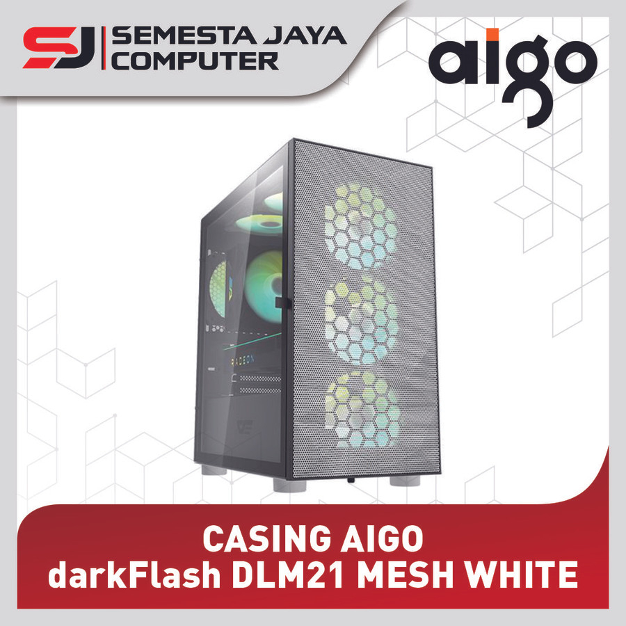 Casing Aigo darkFlash DLM21 MESH White Tempered Glass Micro ATX