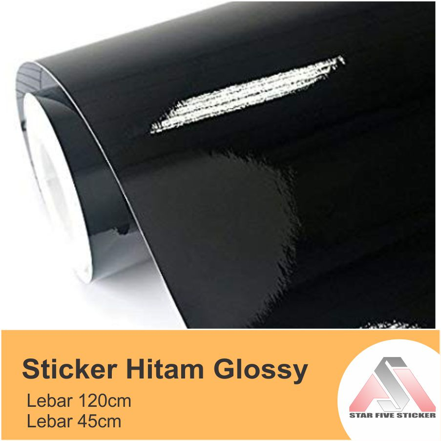 Sticker Stiker Skotlet Motor Hitam Polos Glossy Gloss