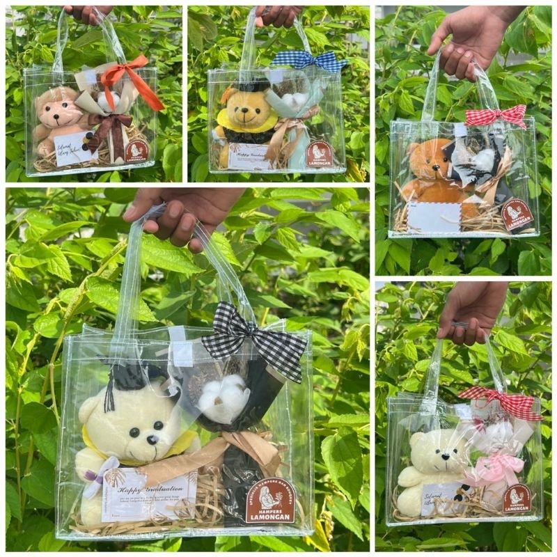 GIFT BAG BONEKA DAN BUKET BUNGA KERING | KADO WISUDA | BONEKA MONYET | FREE SELEMPANG | TERMURAH | R