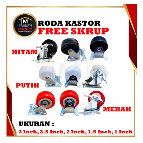 Roda Kastor Lemari 1.5 Inch Hidup, Mati, Hidup+Rem / Roda Kastor Troly / Roda Kastor Etalase / Roda Caster PVC, isi 1pcs