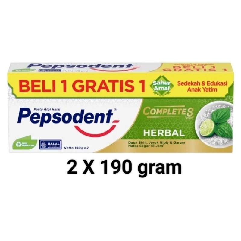 (2 X 190g) pepsodent herbal twinpack