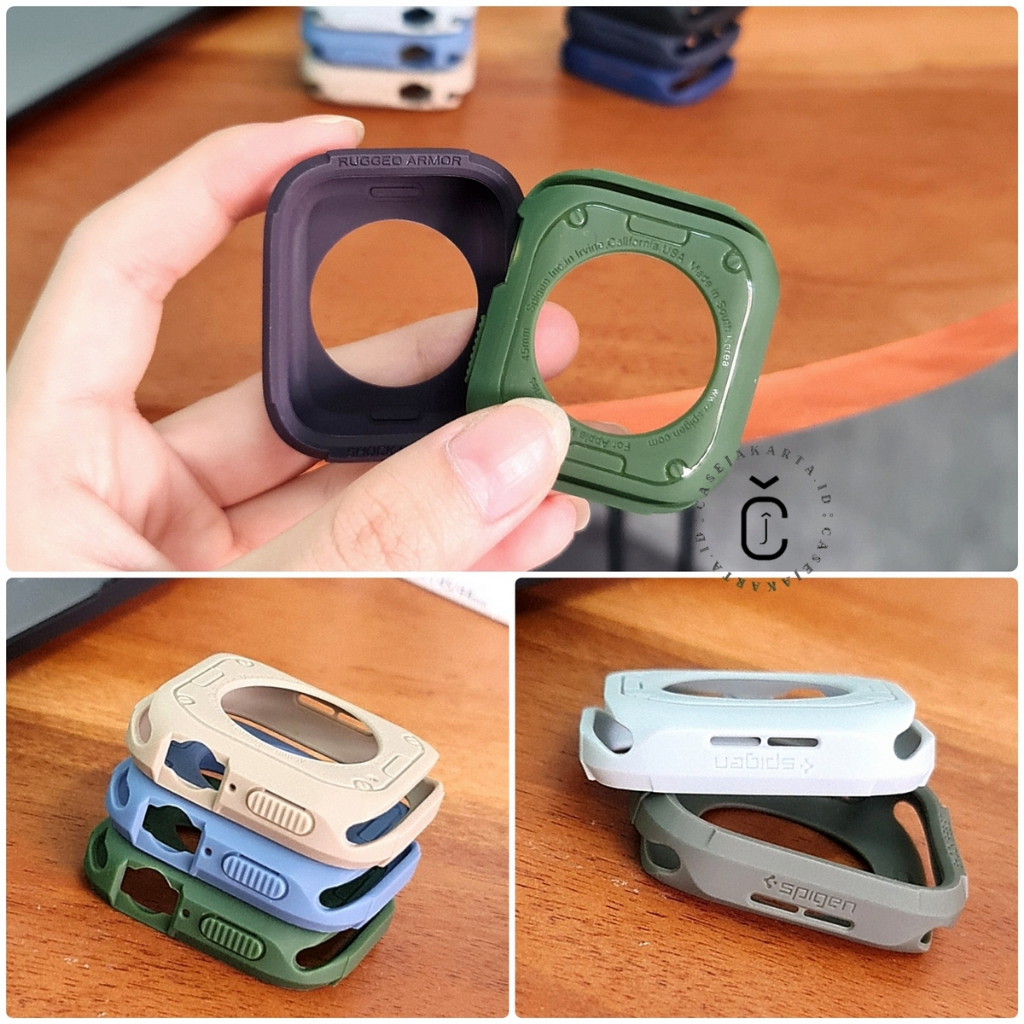 &quot; SP RUGGED ARMOR &quot; BUMPER CASE APPLE WATCH - SERIES 4 5 6 7 8 SE | SIZE 44mm 45mm | Silicon case pelindung iwatch