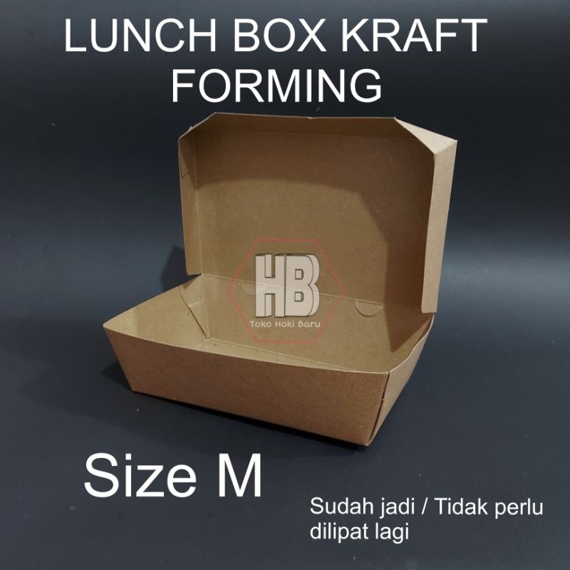 [50 Pcs] Lunch Box Kraft M Forming Size M / Paper Lunch Box Coklat Lem / Box Kotak Makan Kertas Coke