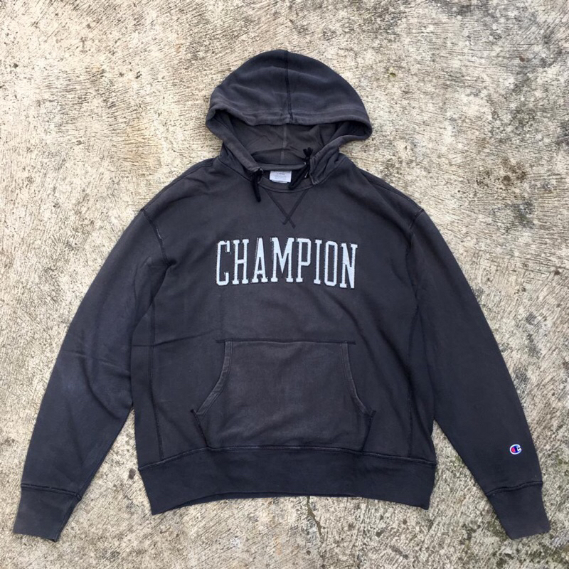 hoodie champion second black washed euro market