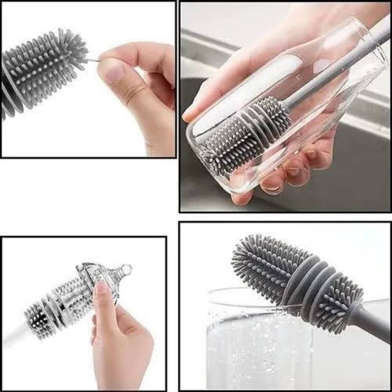 Sikat Botol Gelas Silikon Bottle Silicone Brush Gagang Panjang