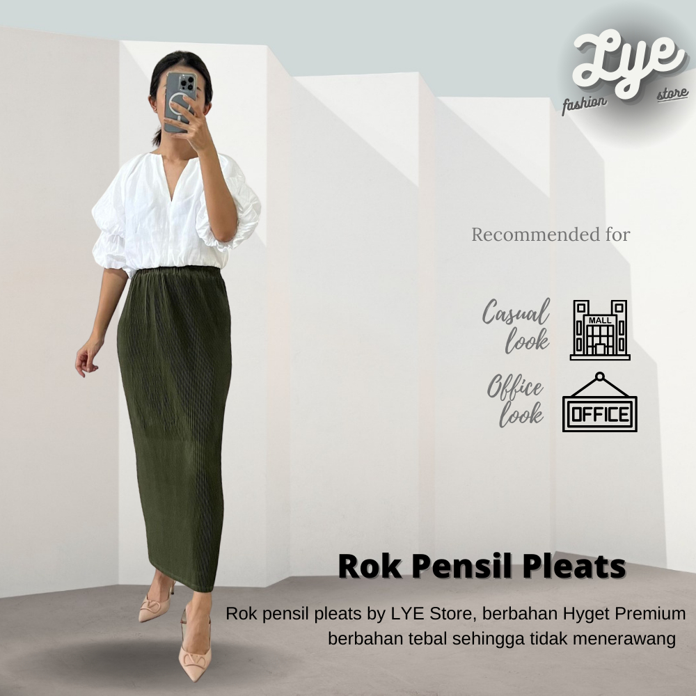 Rok Pensil Panjang Plisket Bahan Premium / pleats rok panjang
