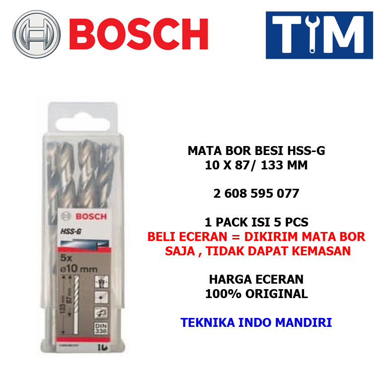 BOSCH Mata Bor Besi 10 MM HSS-G / Metal Drill Bit 10 x 87 / 133 MM