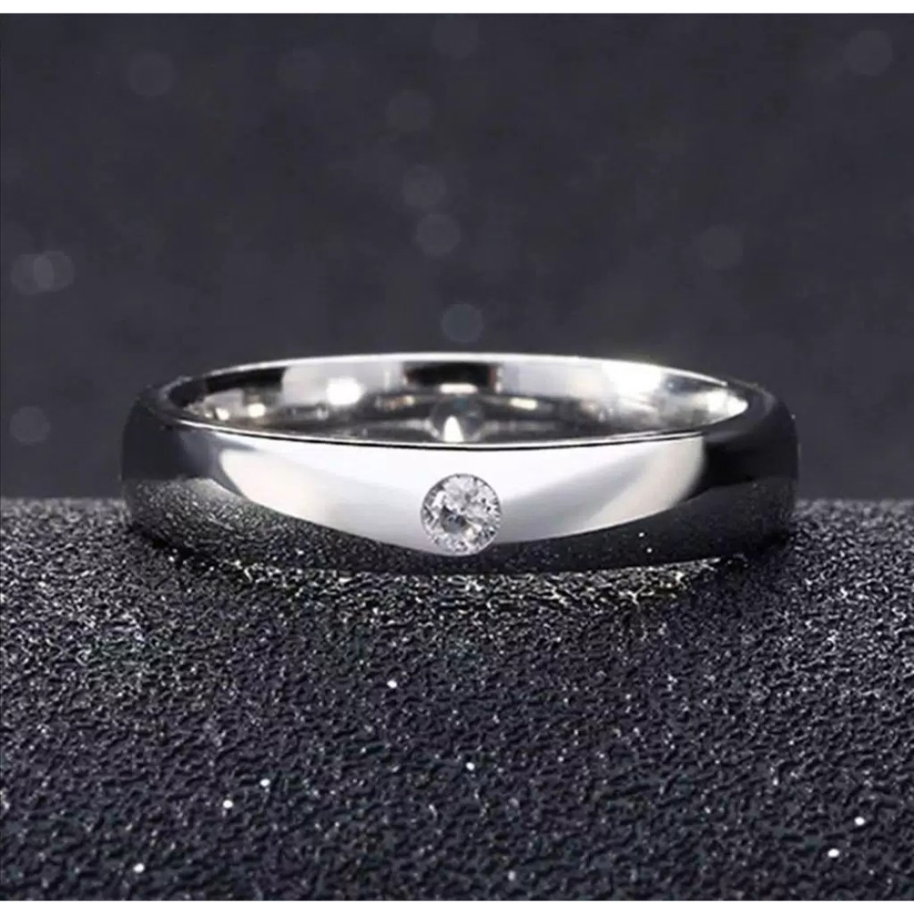 Cincin Couple Titanium Cembung 1MATA Anti Karat Selamanya Stainless steel Pria Wanita Fashion Ring Style