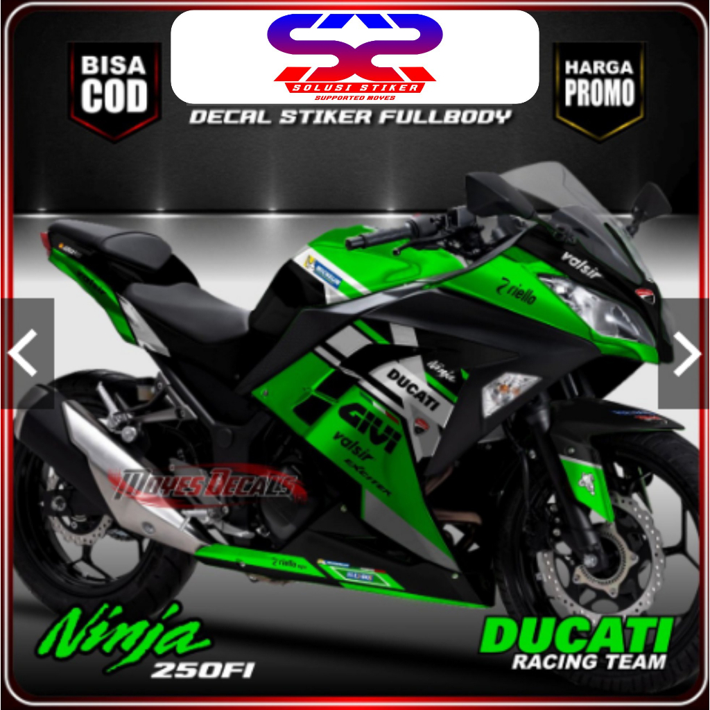 TERBARU Sticker Decal Ninja 250 Fi Motif\Hijau Stiker FullBody