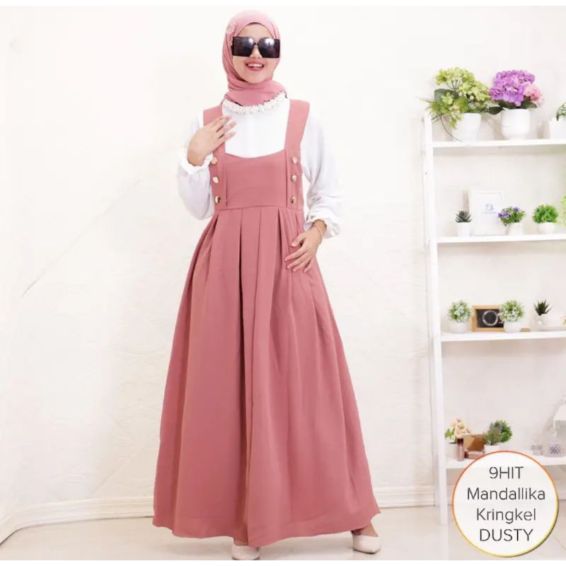 Overall Dress Mandallika_ Cringkle Airflow Bisa COD ( ORI)