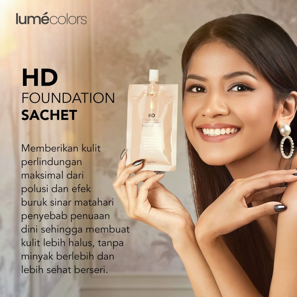 Foundation Sachet 10ml Matte Untuk Kulit Berminyak Tahan Air Lama Anti Luntur