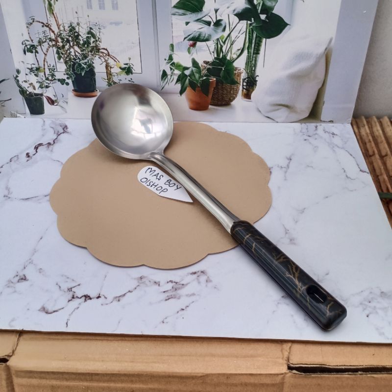 irus Stainless Tebal / Sendok Sayur Kuah Stainless / Panjang 35 cm