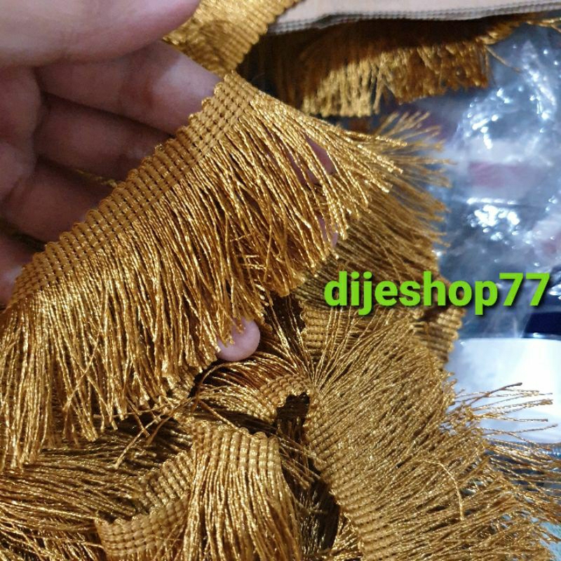 Renda Rumbai / Coklat Emas / Warna Gold / Rumbai / Rumbai Sisir / Rumbai Halus