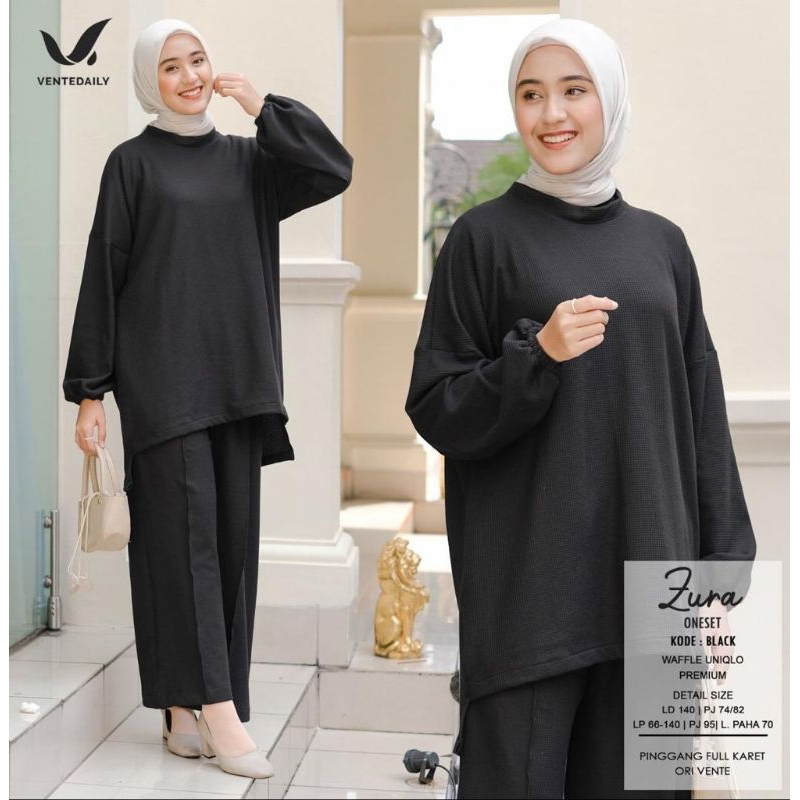 VENTEDAILY, ZURA ONESET SETELAN JUMBO ,WAFFLE UNIQLO PREMIU.