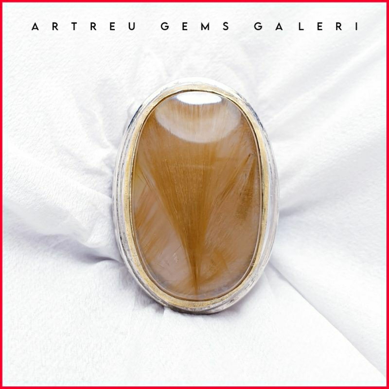 Batu Cendana Serat Emas Unik. | COD Bisa | Cincin Batu Akik Ring 5-10