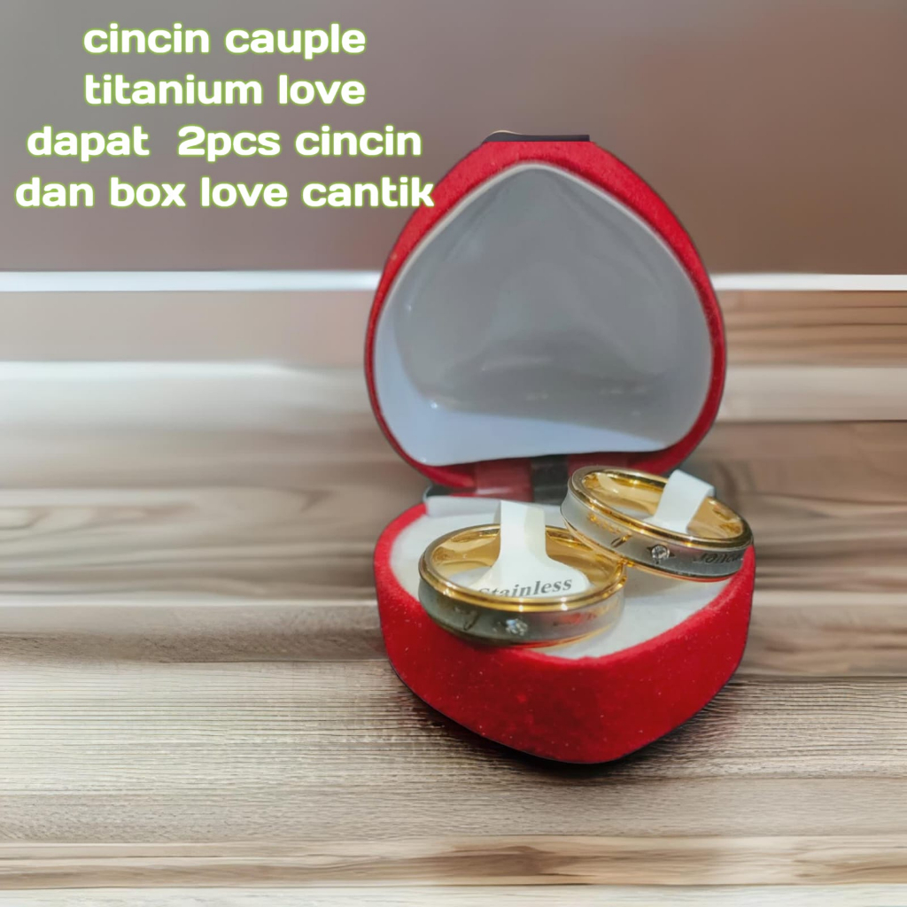 PROMO COD!!! Cincin Kawin Udah Dapat 2 Pcs + Box Cincin, Silver Stainless Steel Model LOVE forever