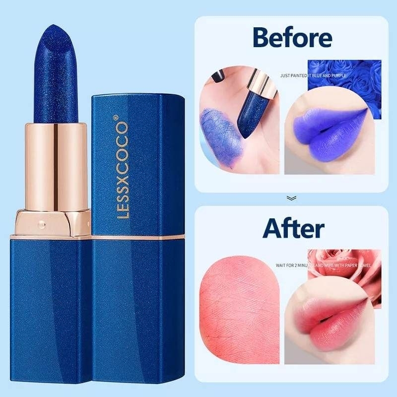 LESSXCOCO Blue lipstik rubah warna/ color changing lipstik biru