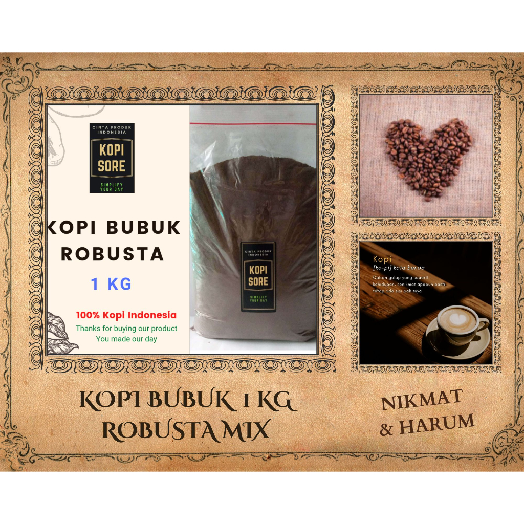 Kopi Bubuk Robusta 1 Kg - Harga Terjangkau, Harum, Nikmat