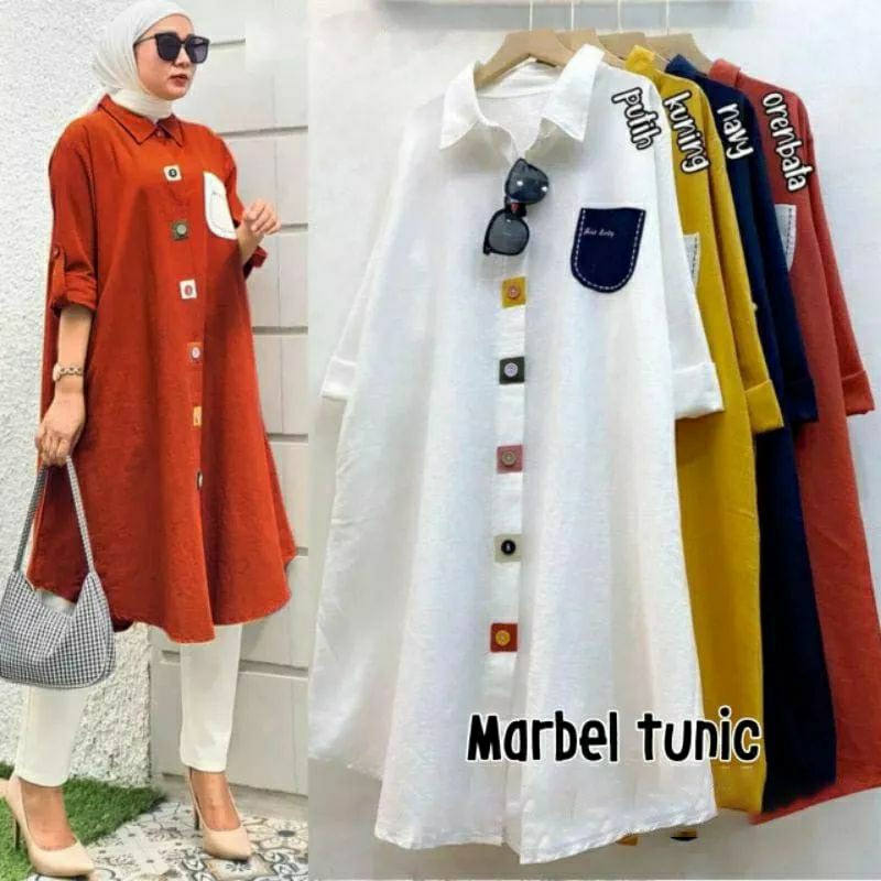 MARBEL TUNIK/ATASAN CEWEK TERBARU BAHAN CRINKLE  LINEN/PAKAIAN WANITA MUSLIM