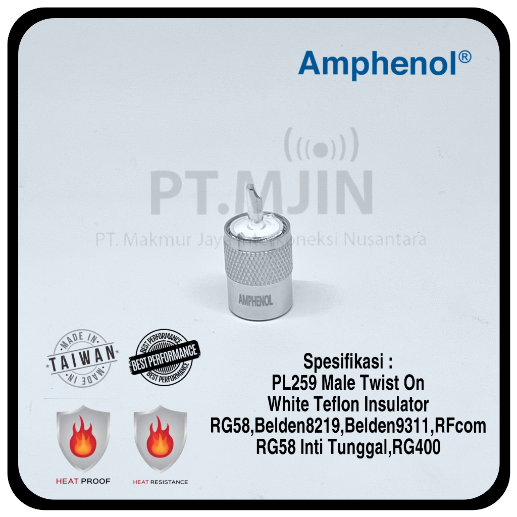 Konektor Pl259 Male Rg58 Amphenol Insulator Teflon Tahan Panas