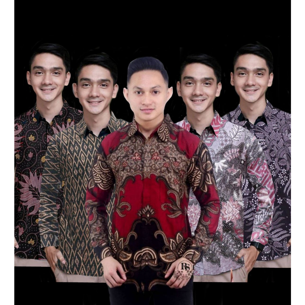 Batik Pria Lengan Panjang BATIK AZMIL HRB026 motif KERATONAN Kode 002 size M L XL XXL Reguler