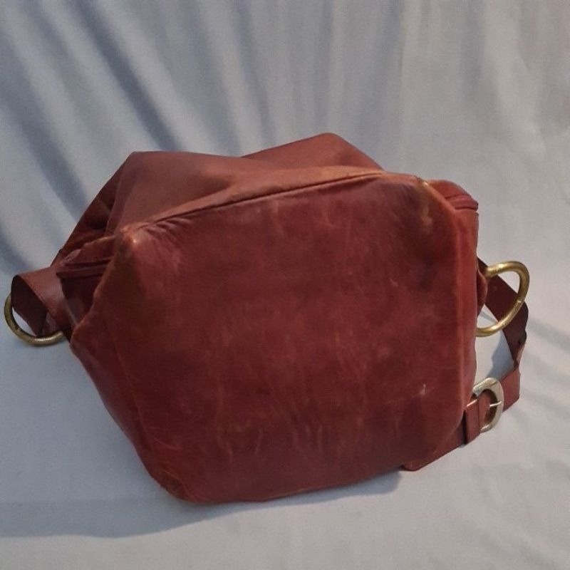 LEATHER BAG PAP* BROWN