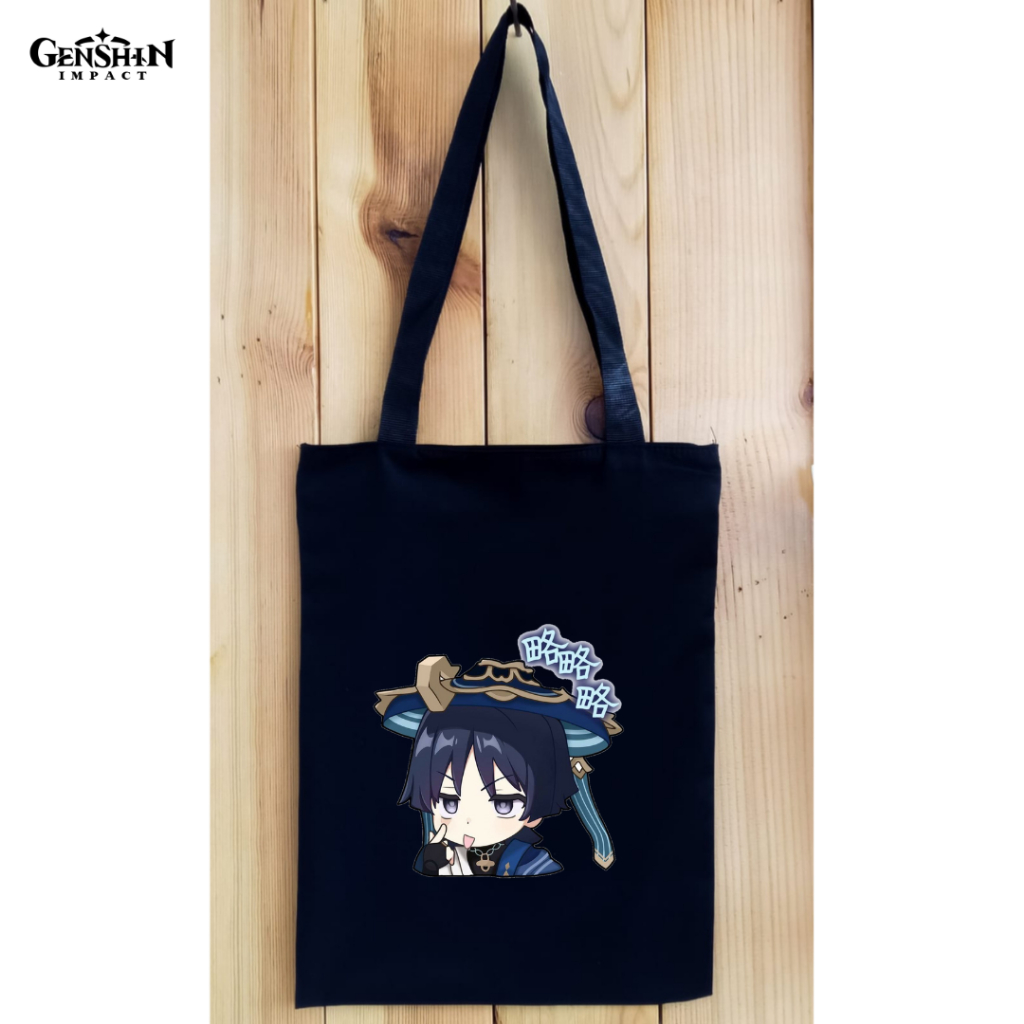 Totebag DTF Genshin Impact Resleting tas tote bag kuliah kampus bahan kain drill premium || Kiiyoomii ||