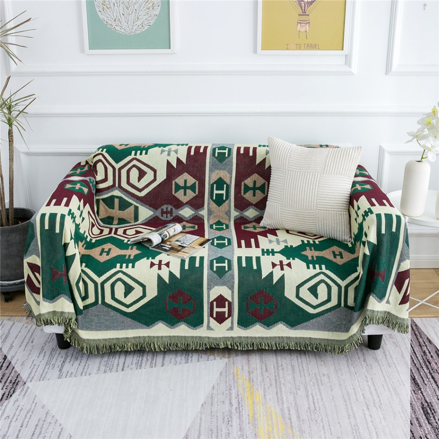 PF - Nordic blanket VINTAGE GREEN / throw blanket / penutup sofa - 130 x 180 cm