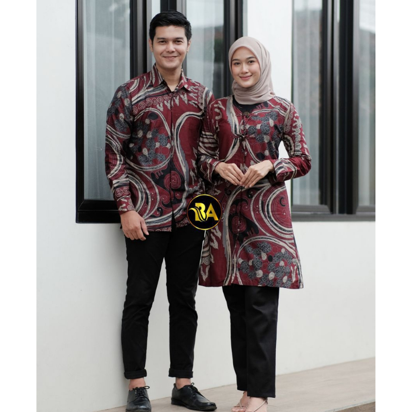 Batik Couple Tunik Baju Batik Couple Modern Premium Kancing Depan Busui M L XL XXL Ready Seragam