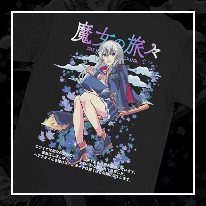 Kaos Anime Wandering Witch Mojo No Tabi Tabi Elaina / Kaos Anime / Kaos Kata / Kaos Pria