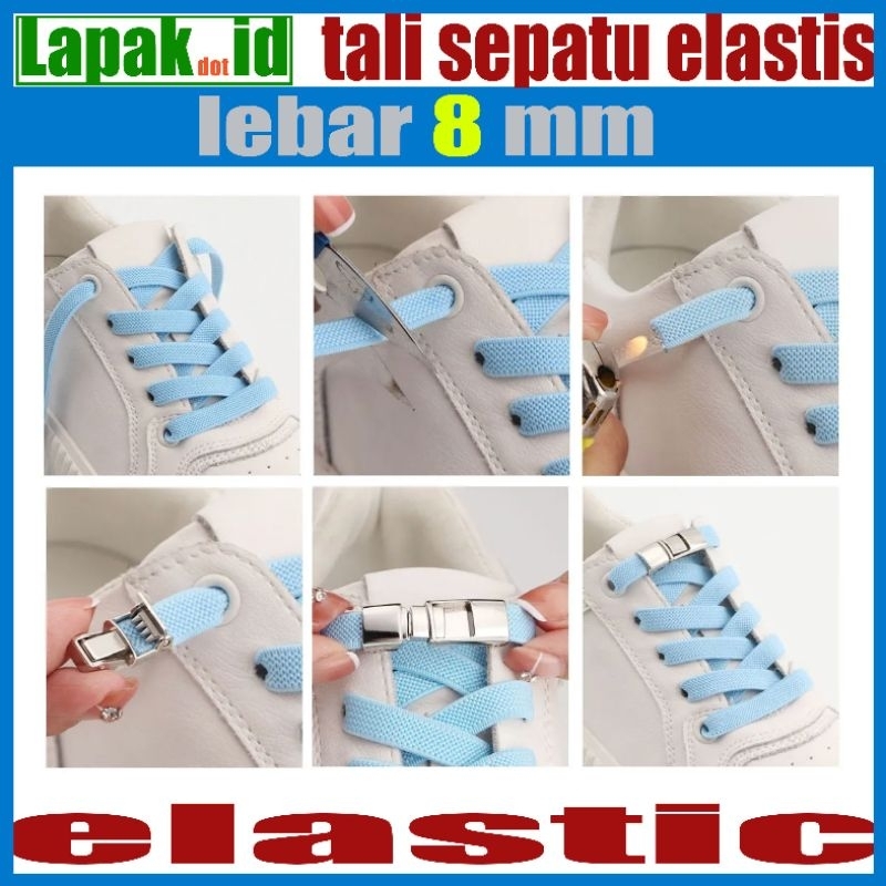 lazy elastic no tie shoelace flat tali sepatu lebar metal lock