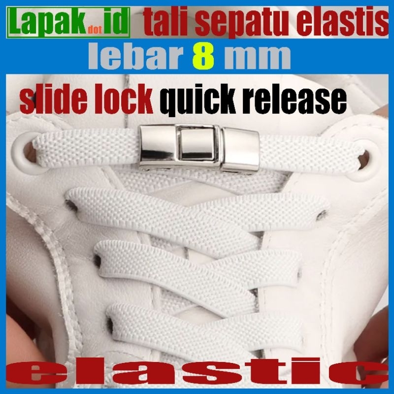 lazy elastic no tie shoelace flat tali sepatu lebar metal lock