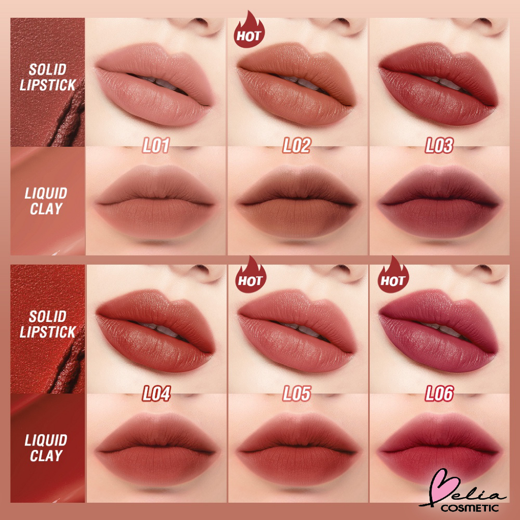 ❤ BELIA ❤ O.TWO.O 2in1 Splendid Matte Double-ended Lip Glaze and Lipstick | Lipstick Intense Color Dual-Stick 2 In 1 Liquid Matte Misty Velvet Lip Tint High Pigment Lasting Non-cracking