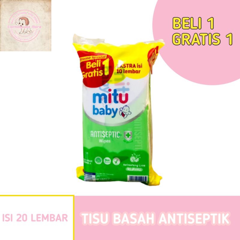 MITU Tisu Basah Antiseptik Wipes |Beli 1 Gratis 1 TISU BASAH ANTISEPTIK WIPES