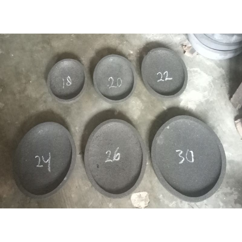 Cobek batu asli bentuk oval (Bulat telur)