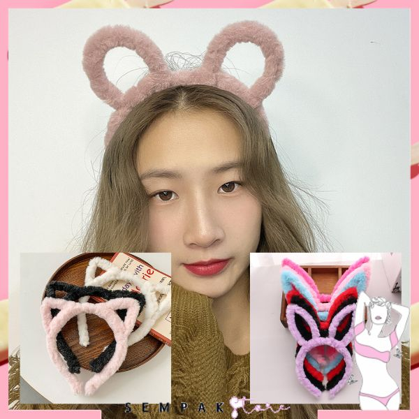 SS BANDO LUCU KARAKTER HEWAN BULU HALUS  BONDU MOTIF KUPING KELINCI KUCING BERUANG BANDANA CAT BEAR RABBIT WANITA ANAK DAN DEWASA PEREMPUAN FASHION KOREA STYLE