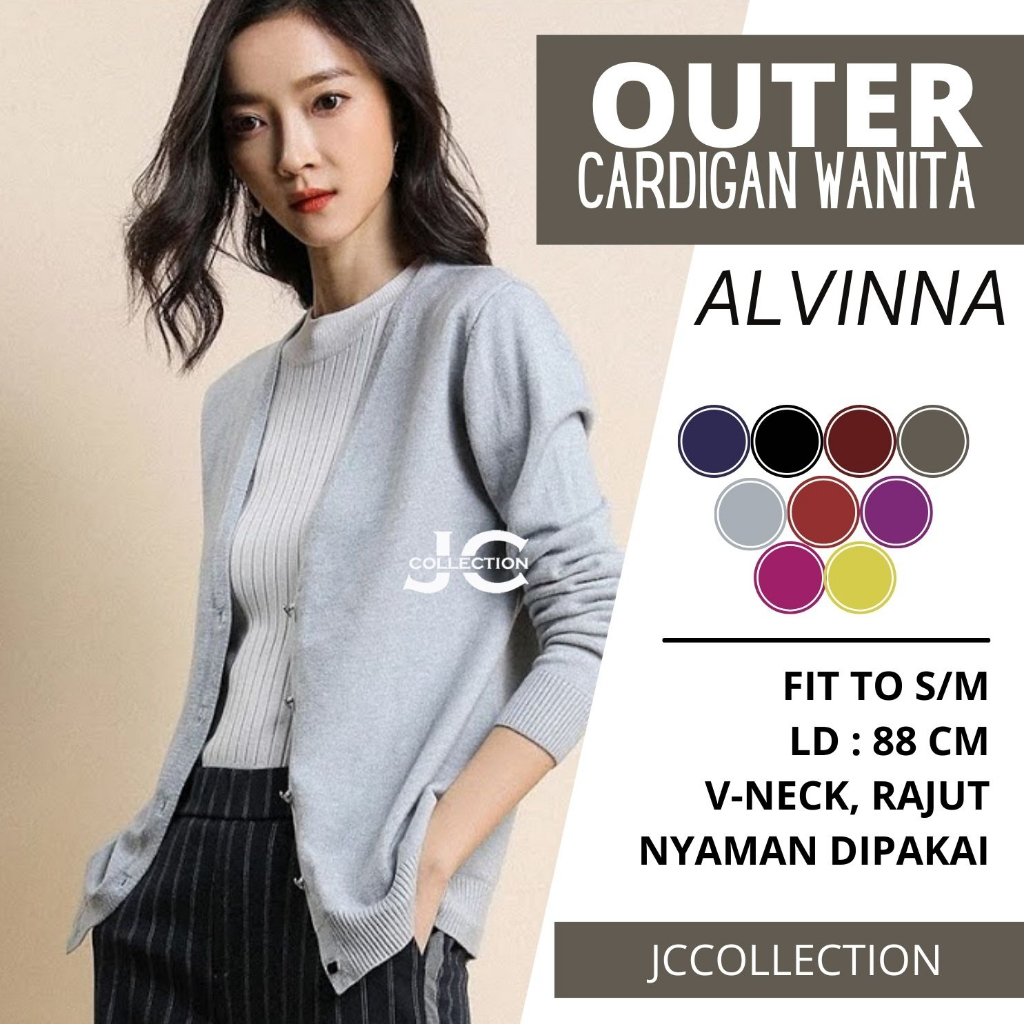 Cardigan Wanita VNeck Alvina All Size fit to S/M - JCCollections