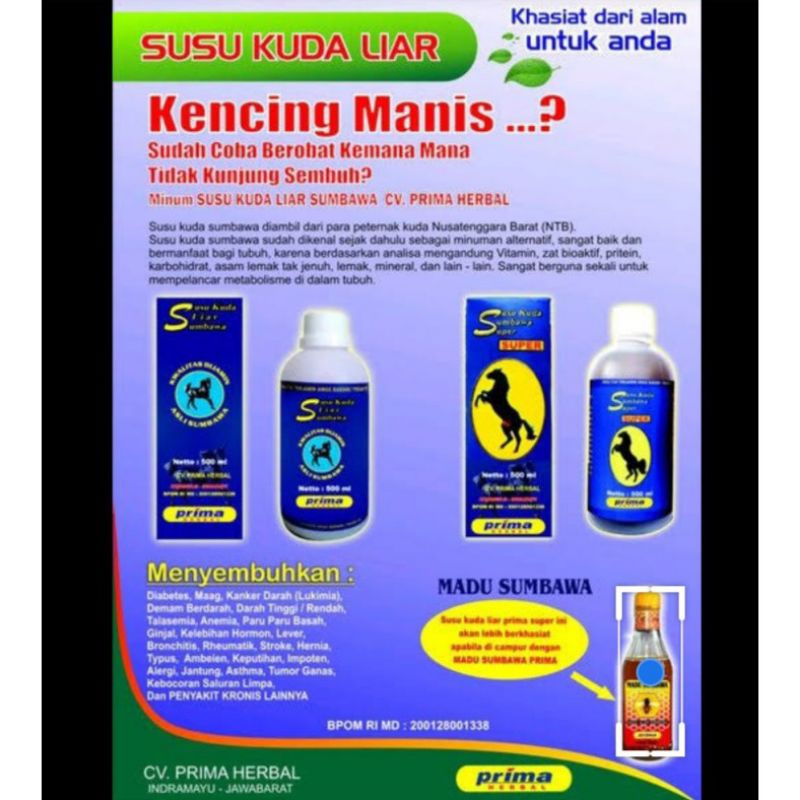 

susu kuda liar sumbawa original atasi atsma diabetes - kanker darah isi 500 ml