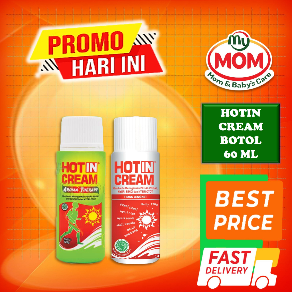 [BPOM] Hotin Cream Botol 60ml / Hot in Krim Pegal Nyeri Otot 60 ml / Krim Gosok / MY MOM